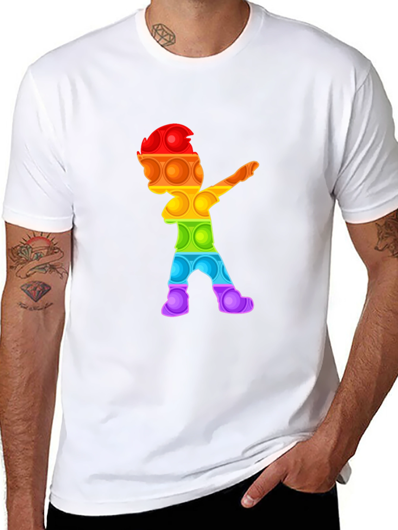 Rainbow Pop It Dab T-Shirt - Fun Design