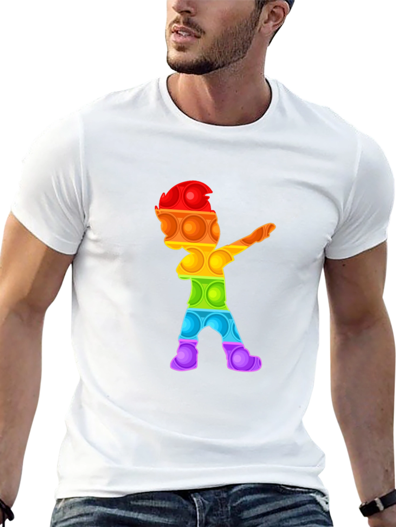 Rainbow Pop It Dab T-Shirt - Fun Design