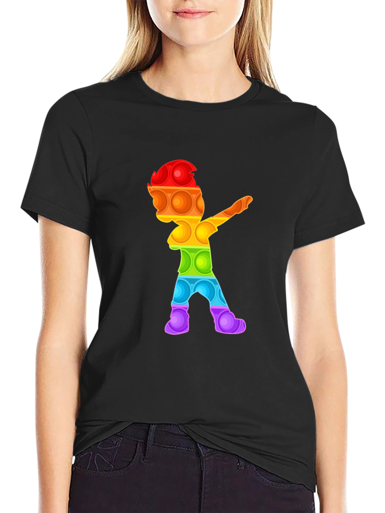 Rainbow Pop It Dab T-Shirt - Fun Design