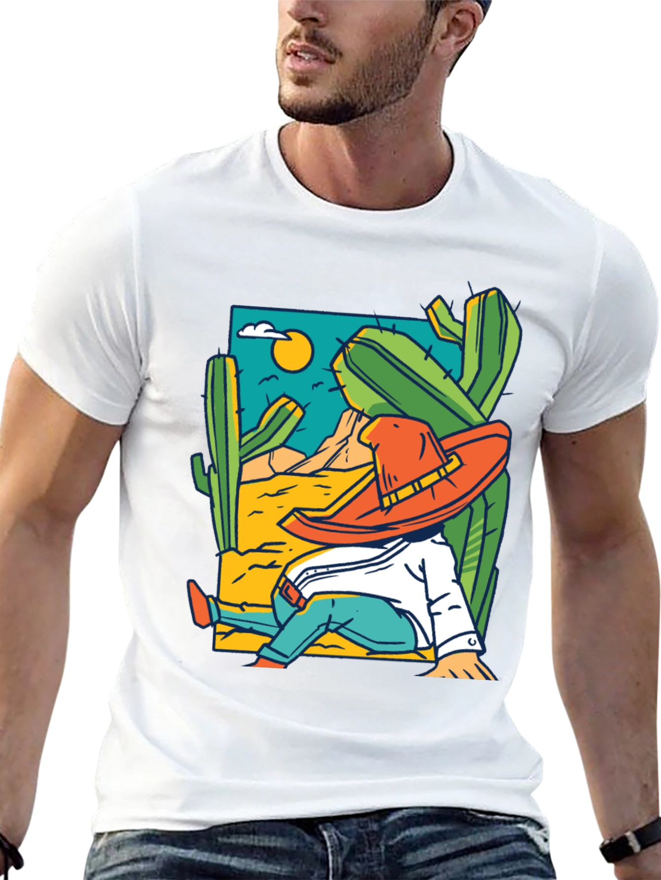 Desert Siesta T-Shirt - Relaxed Cactus Design