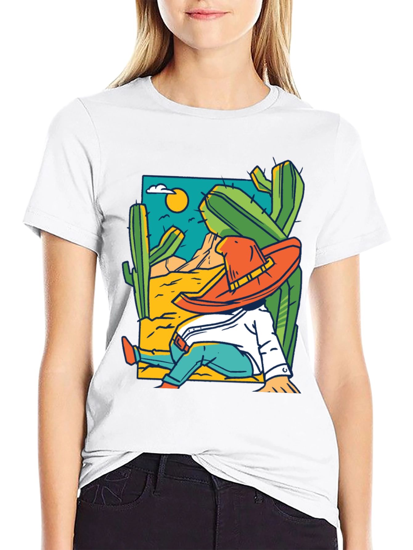 Desert Siesta T-Shirt - Relaxed Cactus Design