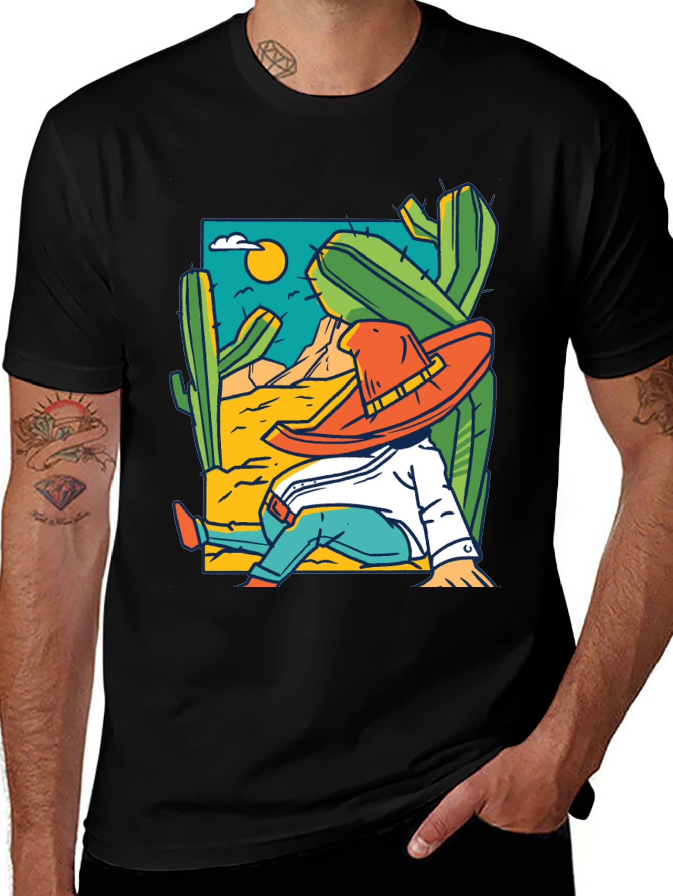 Desert Siesta T-Shirt - Relaxed Cactus Design