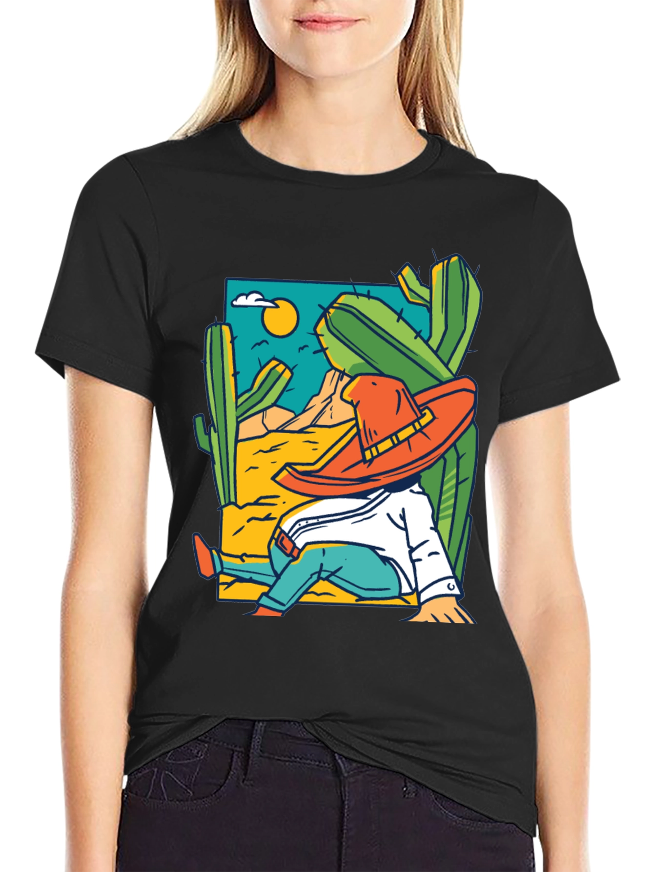 Desert Siesta T-Shirt - Relaxed Cactus Design