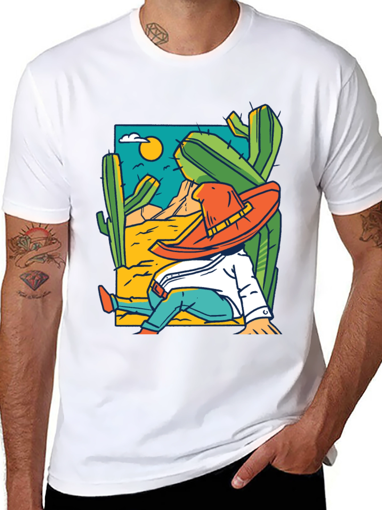 Desert Siesta T-Shirt - Relaxed Cactus Design