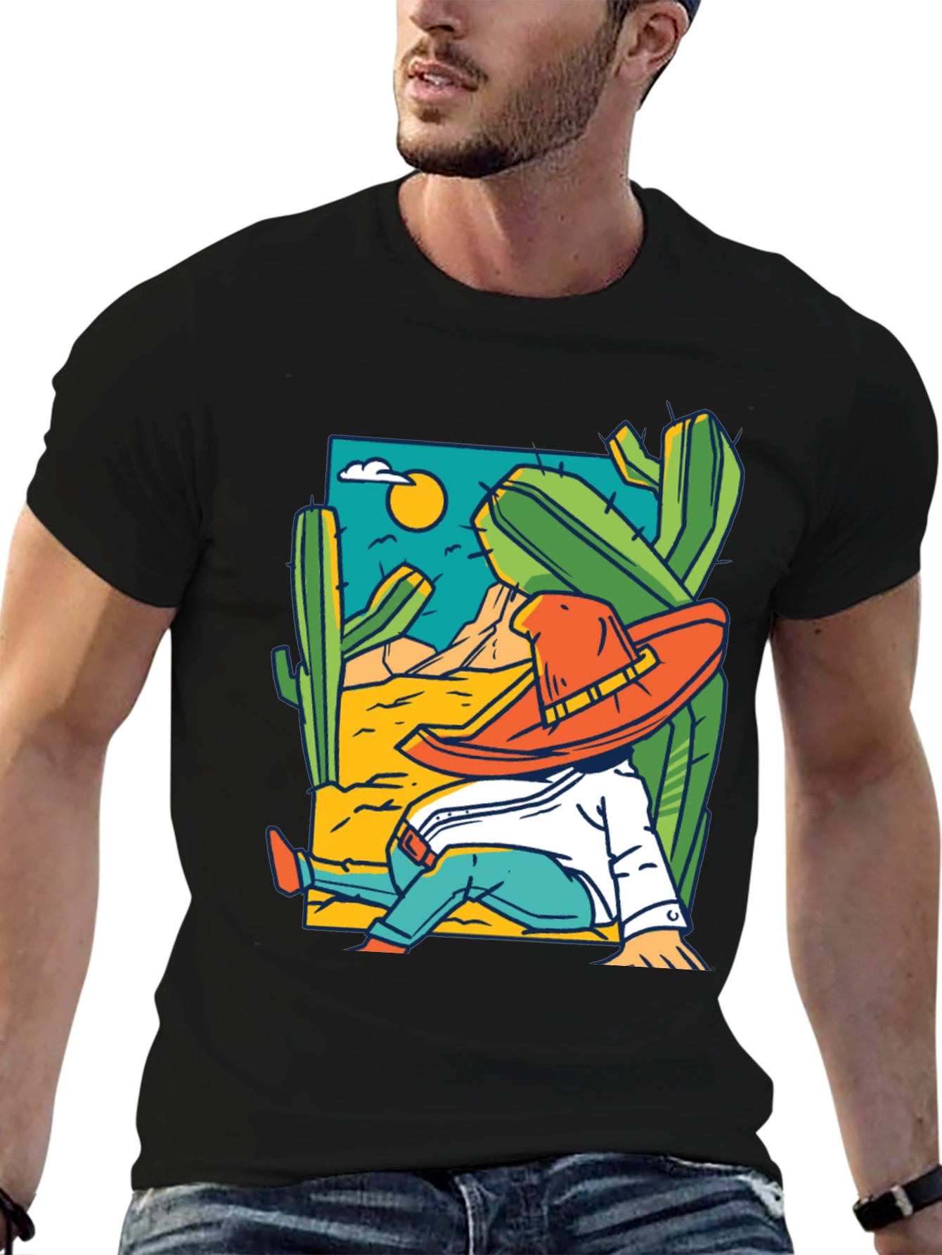 Desert Siesta T-Shirt - Relaxed Cactus Design