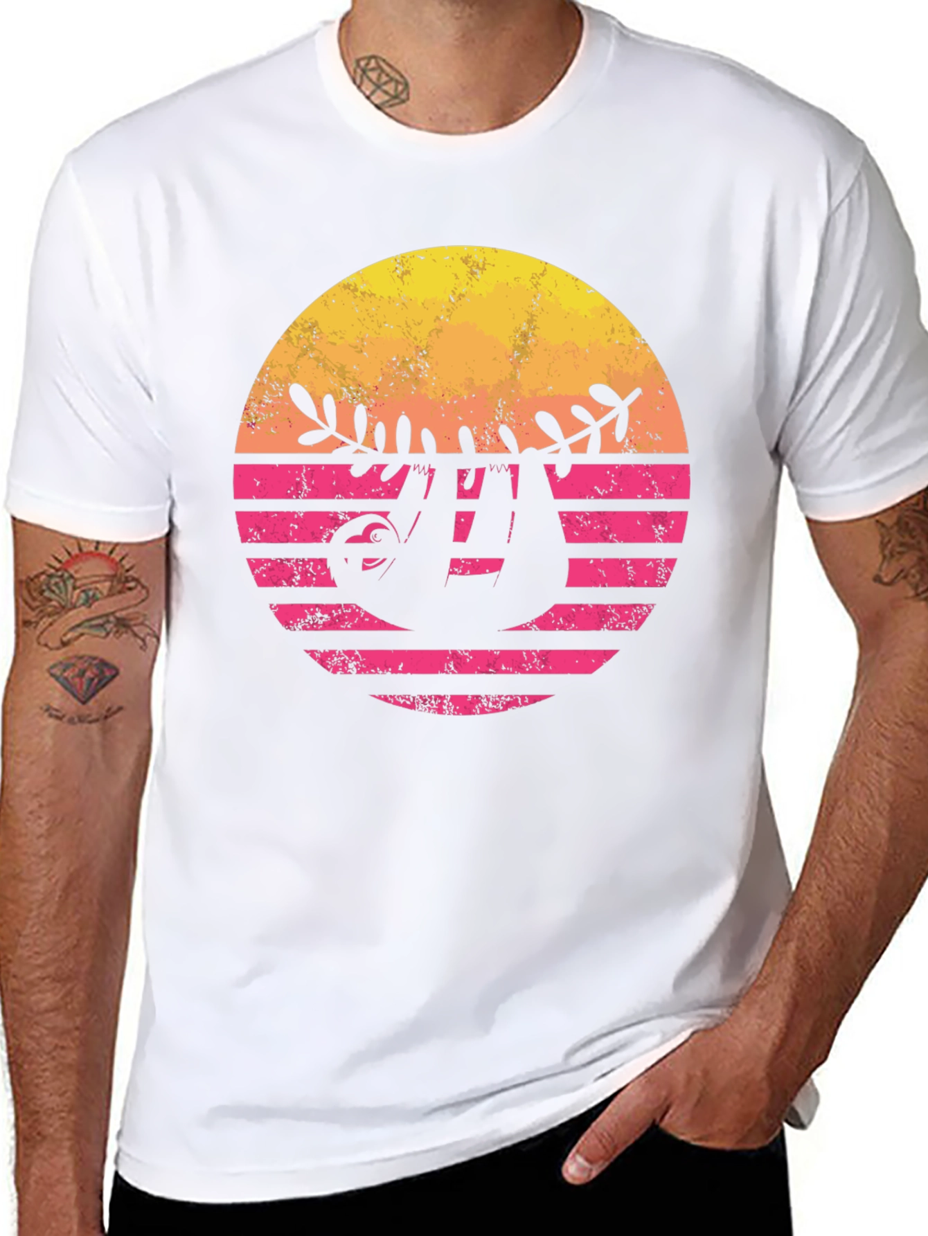 Retro Sloth Sunset Graphic Tee