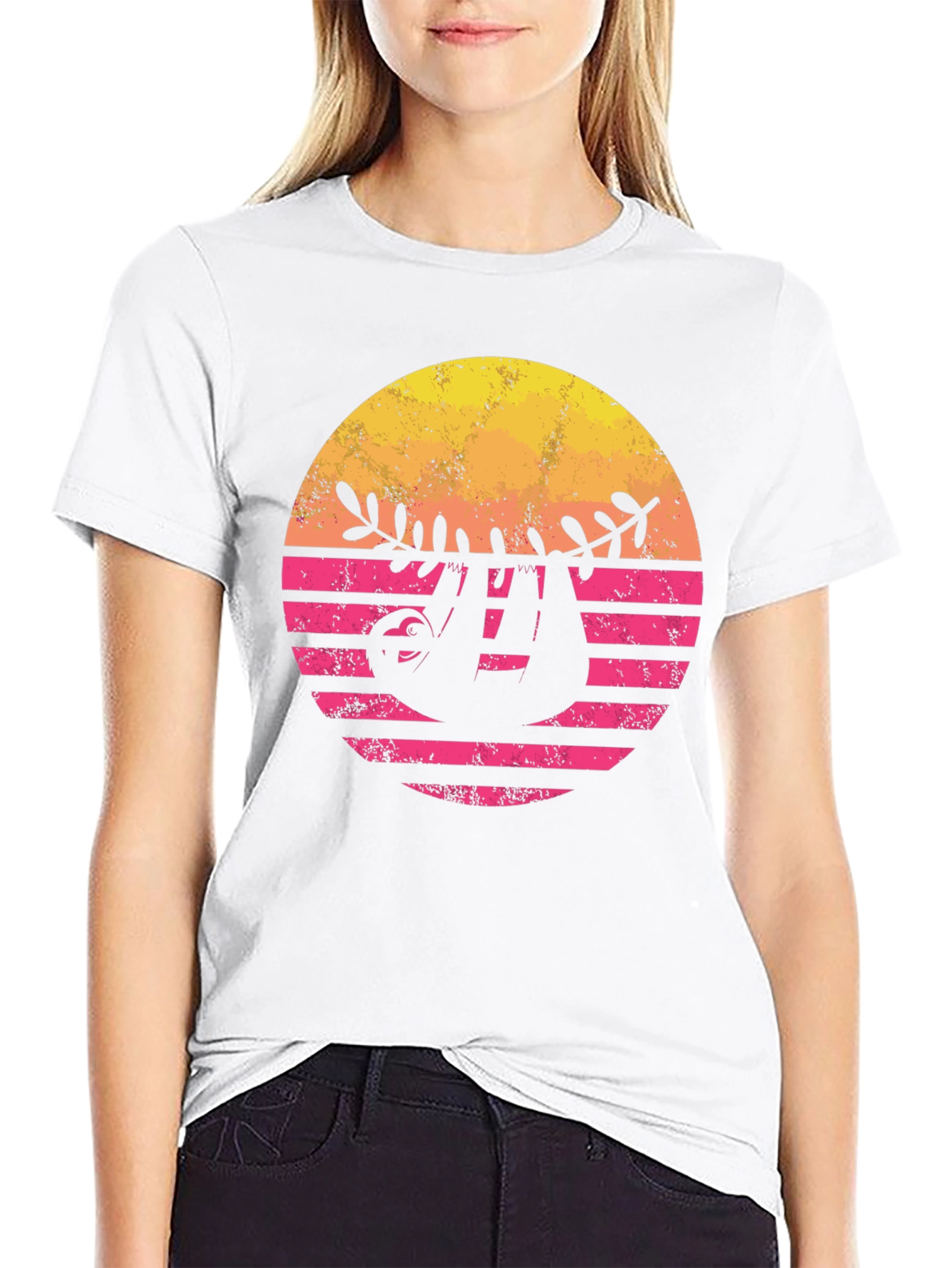 Retro Sloth Sunset Graphic Tee