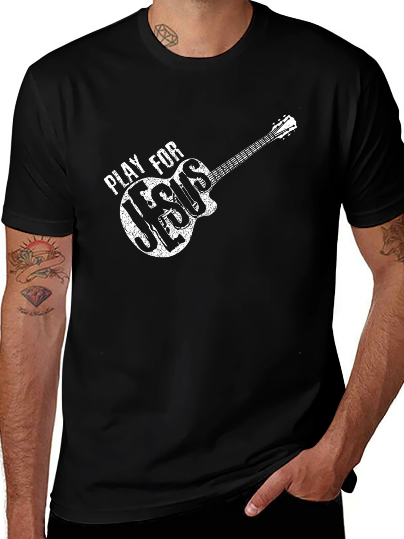 Play For Jesus Guitar T-Shirt - Black