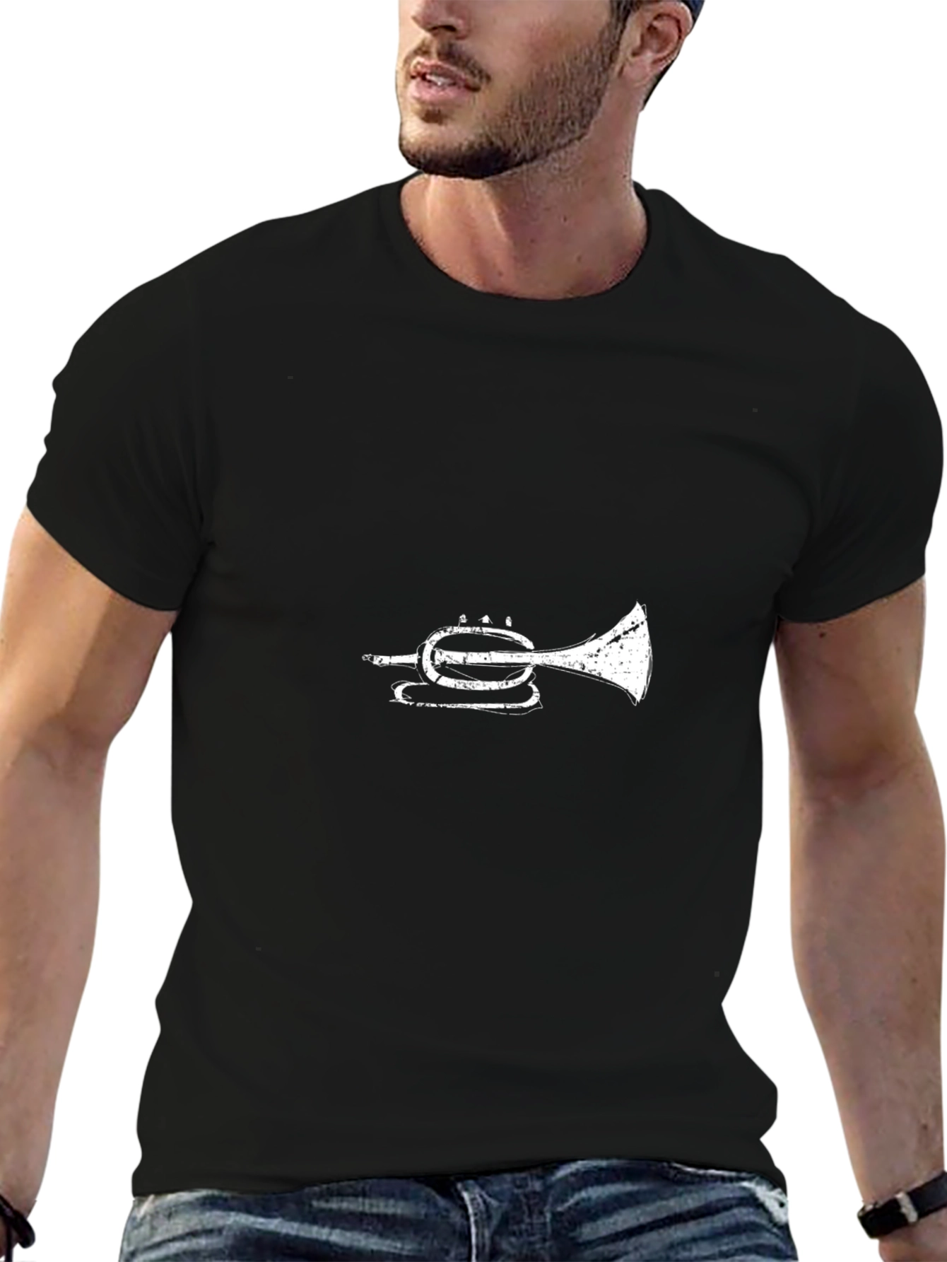 Trumpet Graphic Tee - Black Cotton T-Shirt