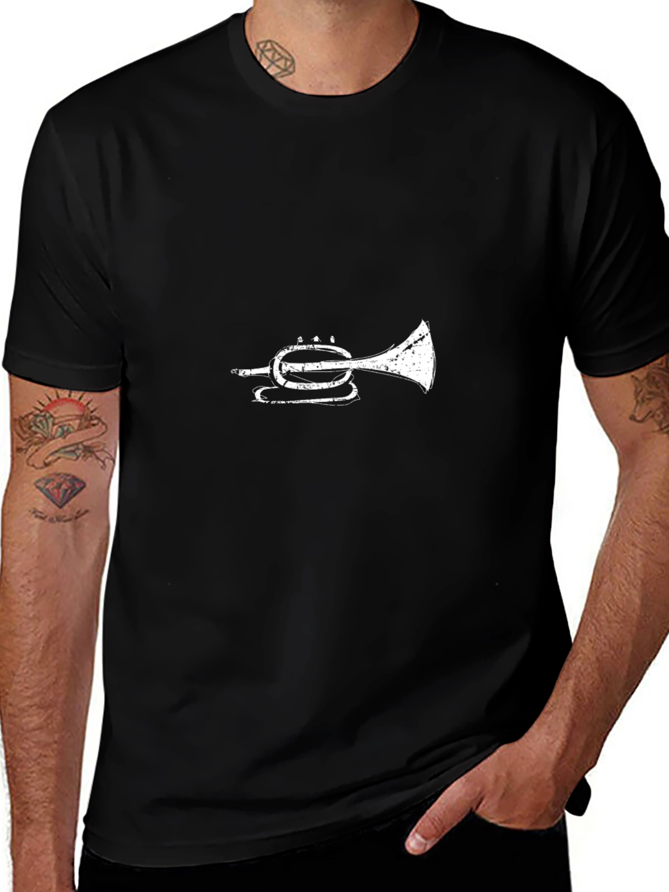 Trumpet Graphic Tee - Black Cotton T-Shirt