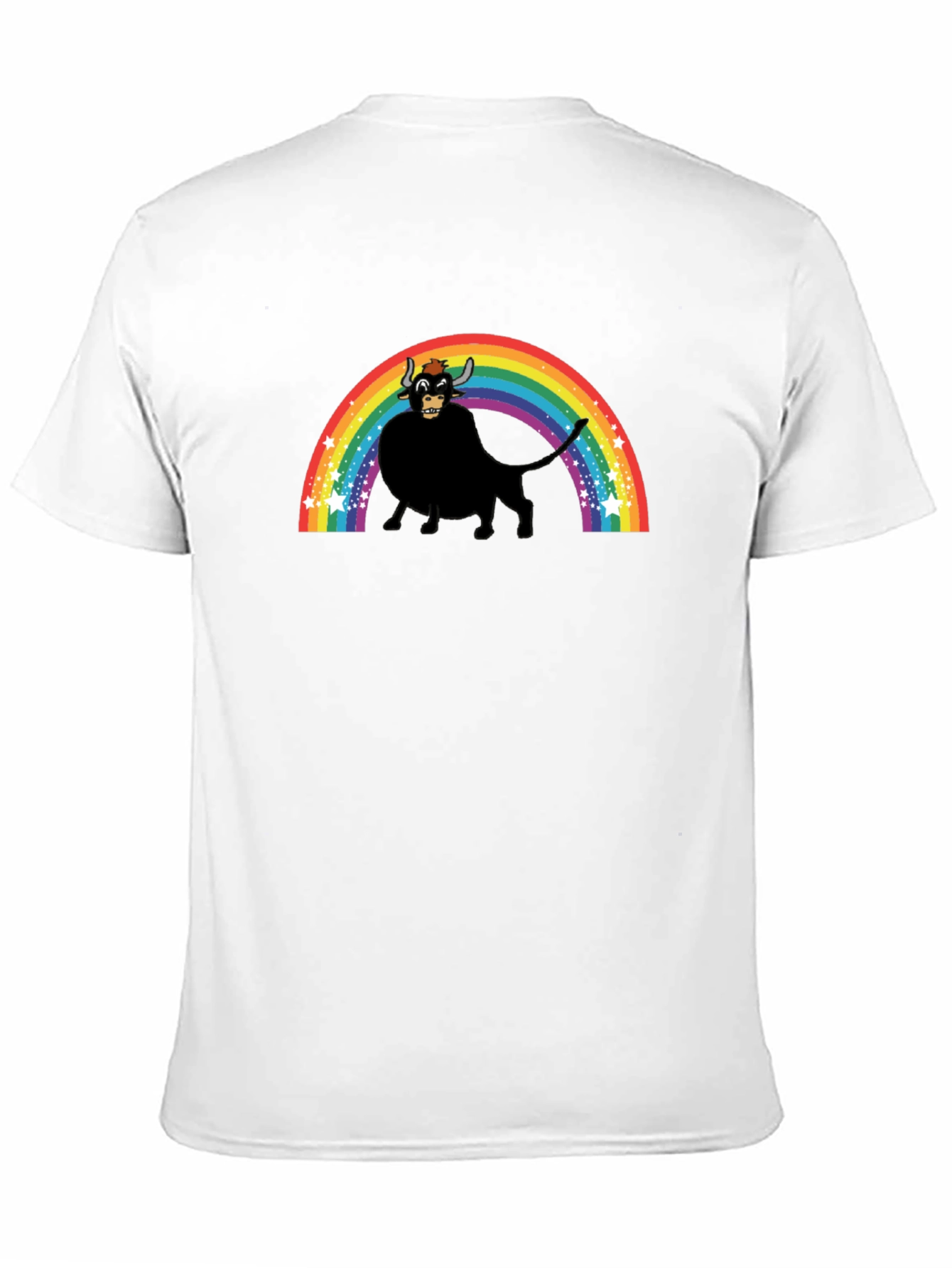 Rainbow Bull Graphic Tee - Black Unisex T-Shirt