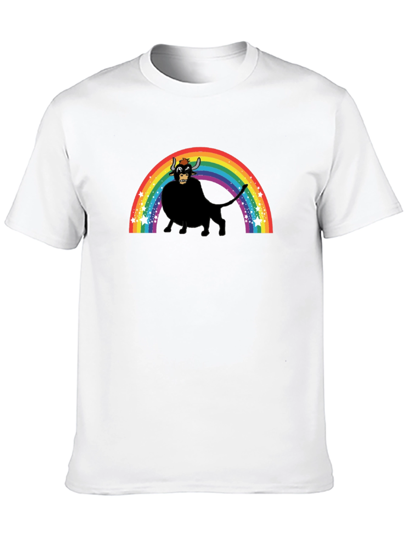 Rainbow Bull Graphic Tee - Black Unisex T-Shirt