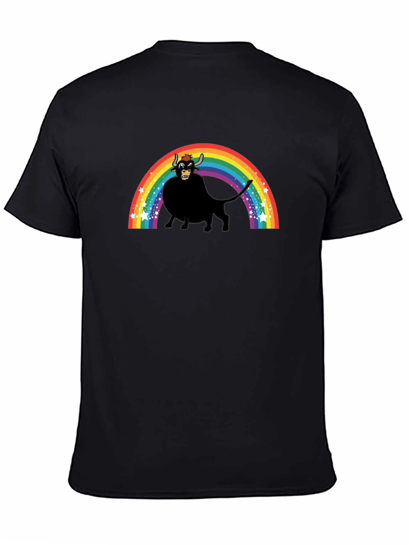 Rainbow Bull Graphic Tee - Black Unisex T-Shirt