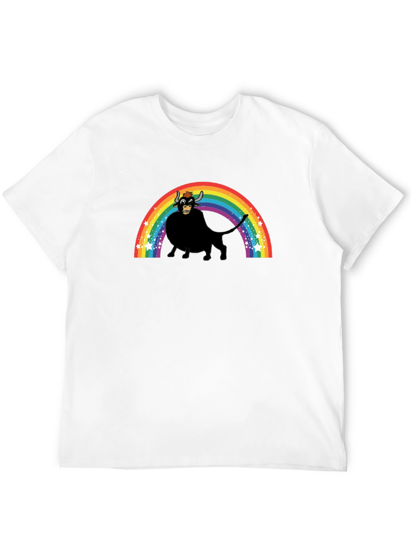 Rainbow Bull Graphic Tee - Black Unisex T-Shirt