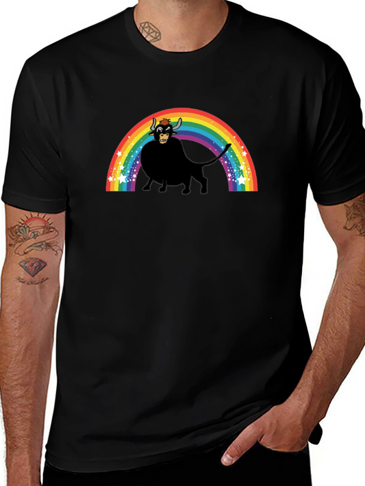 Rainbow Bull Graphic Tee - Black Unisex T-Shirt