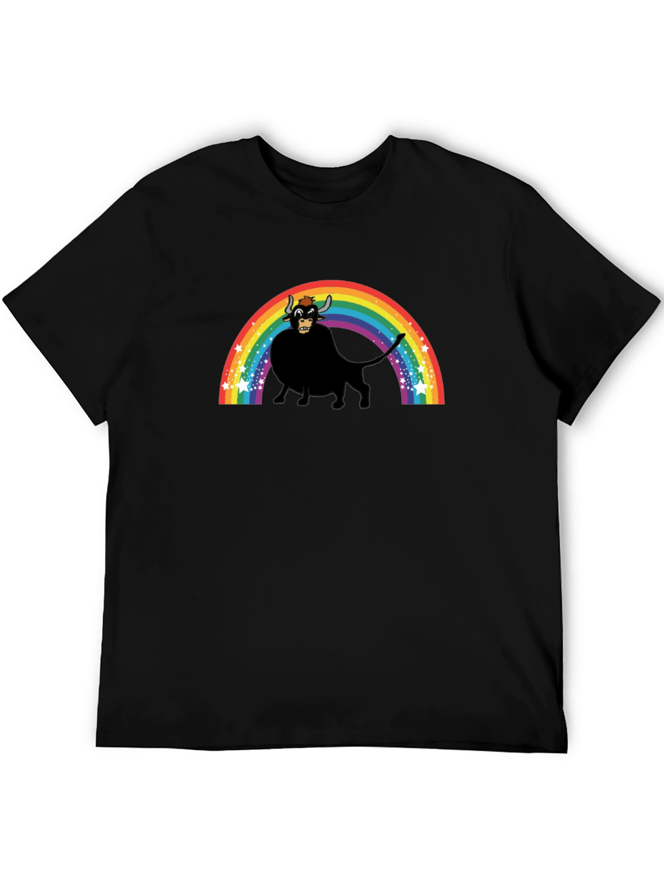 Rainbow Bull Graphic Tee - Black Unisex T-Shirt