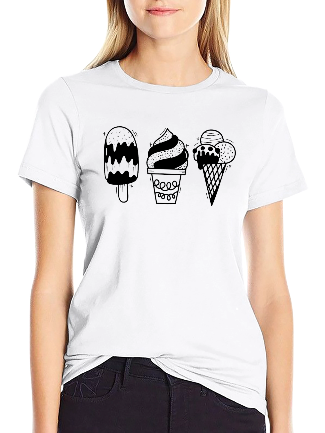 Ice Cream Treat Graphic Tee - Black