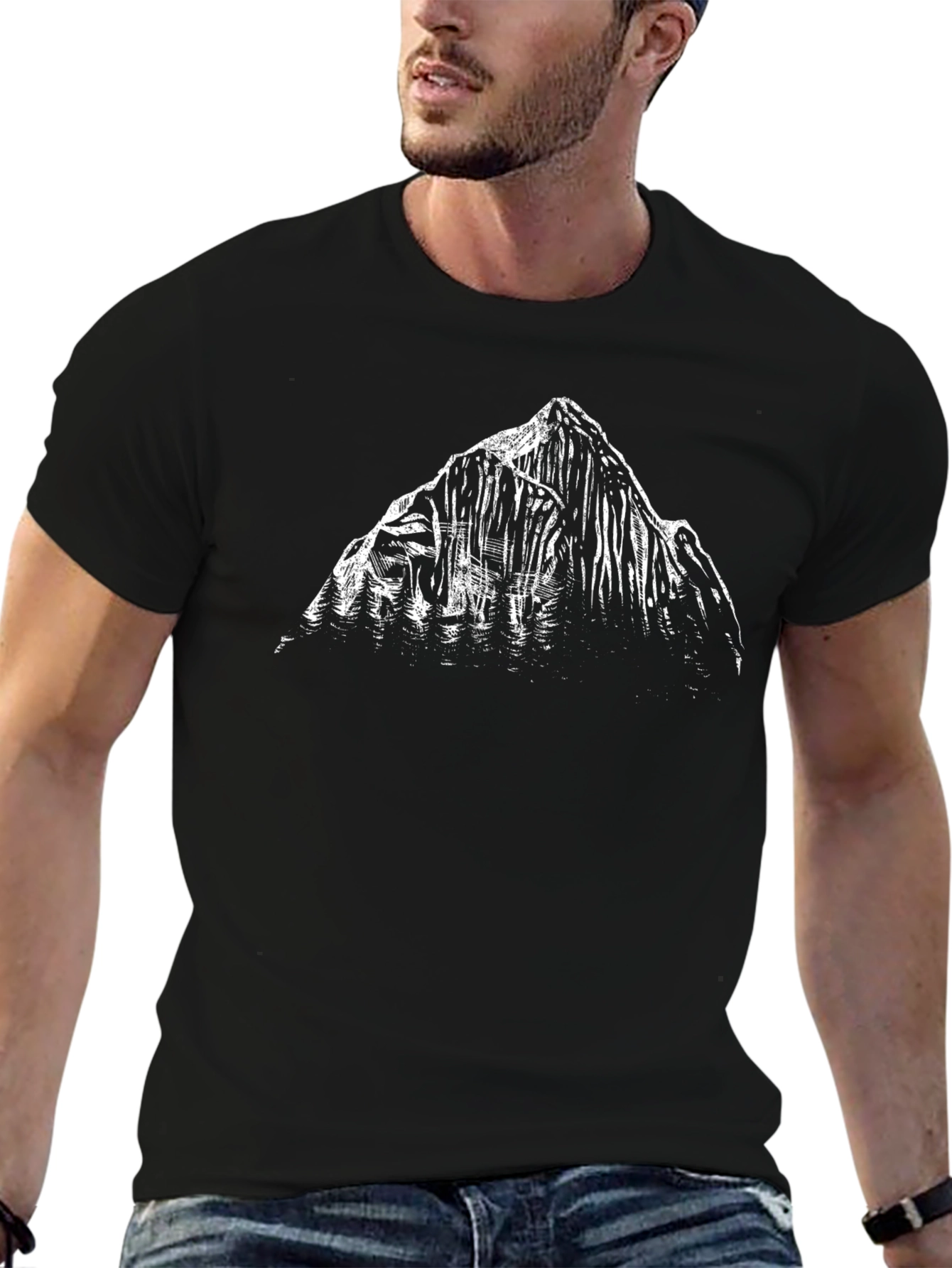 Mountain Graphic T-Shirt - Black Cotton Tee