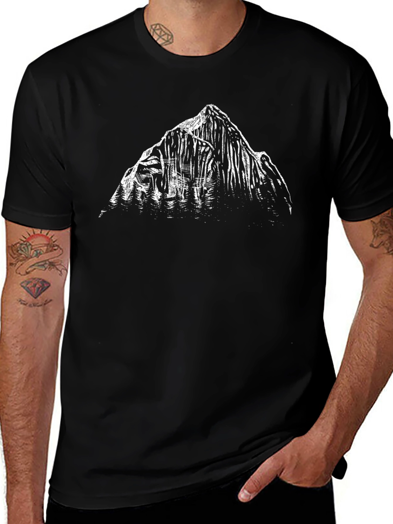 Mountain Graphic T-Shirt - Black Cotton Tee