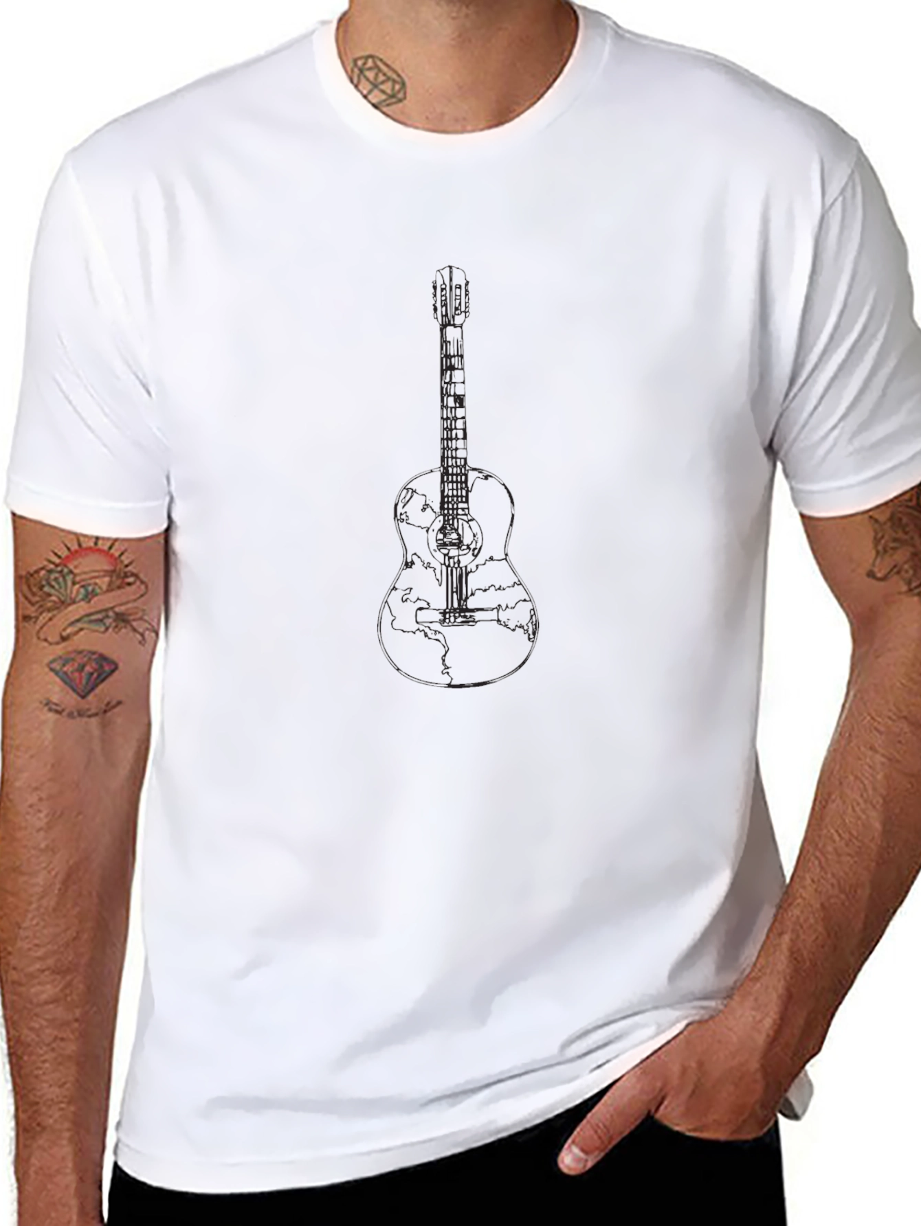 Classic Black Guitar Graphic T-Shirt