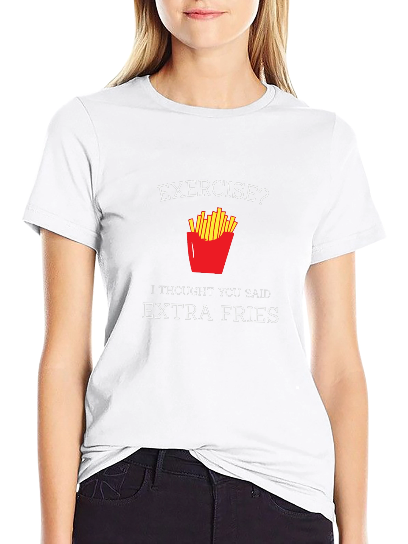Exercise? Extra Fries T-Shirt - Funny Foodie Tee