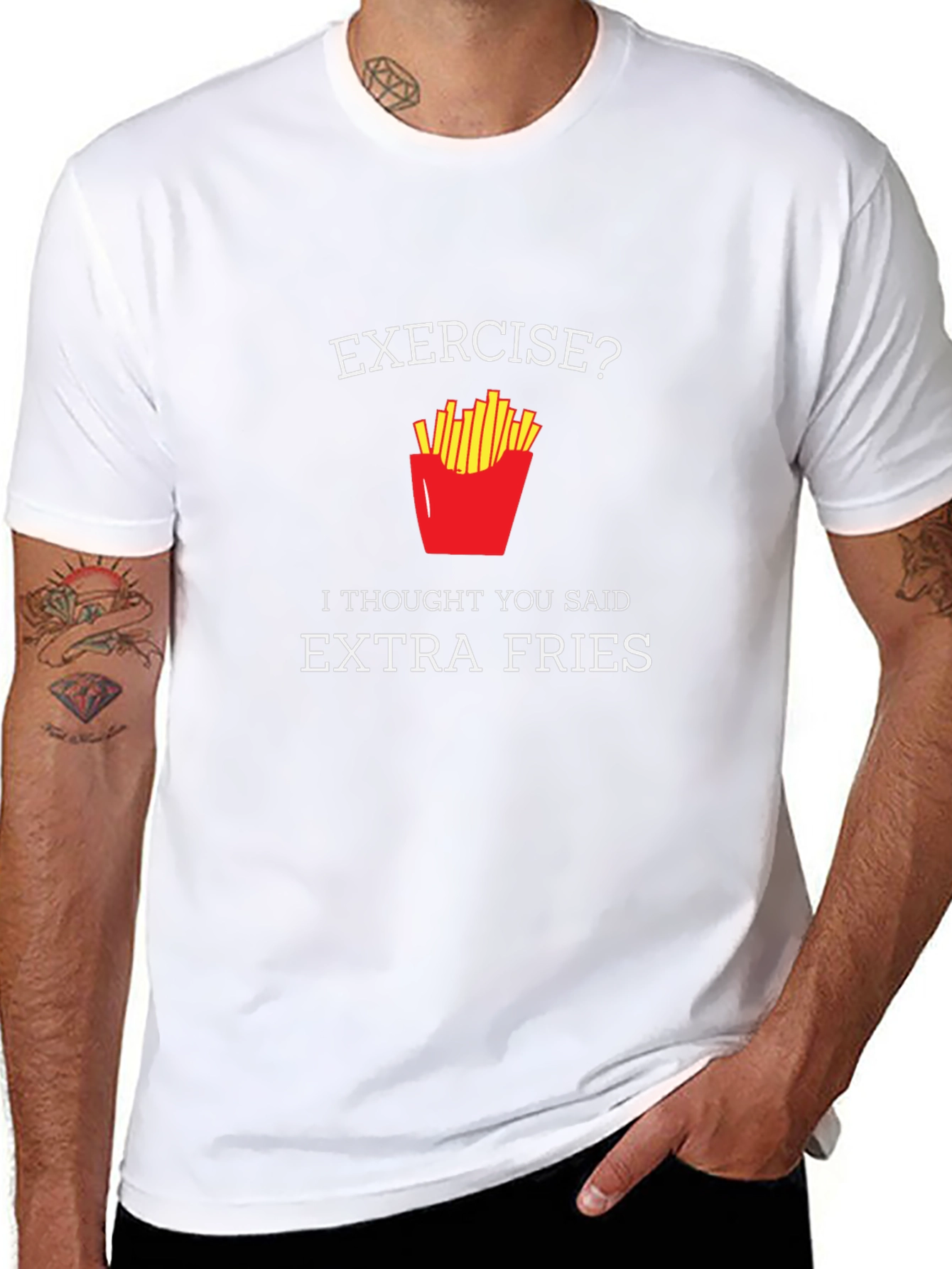 Exercise? Extra Fries T-Shirt - Funny Foodie Tee