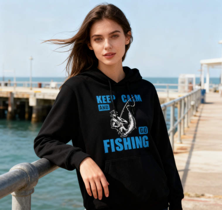 Angler’s Go-To Hoodie: Stylish Keep Calm Fishing Design