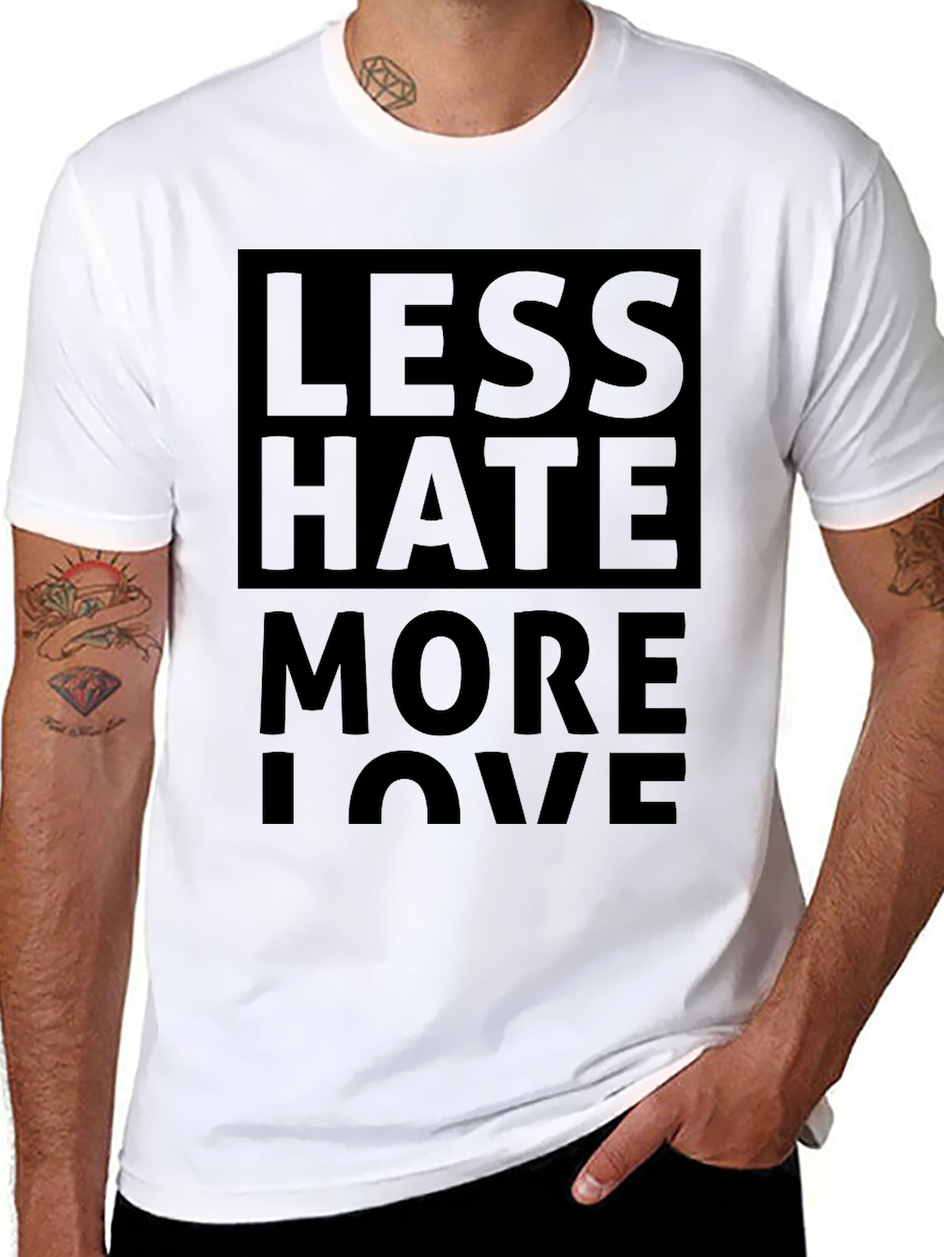 Less Hate More Love Graphic Tee - Black