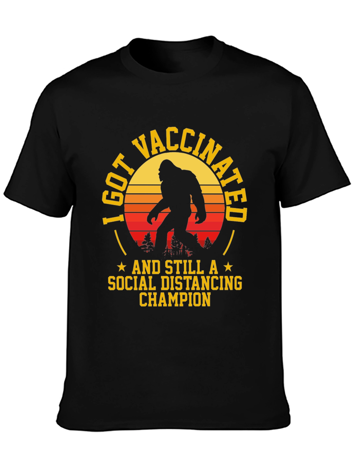 Vaccinated Bigfoot Social Distancing T-Shirt