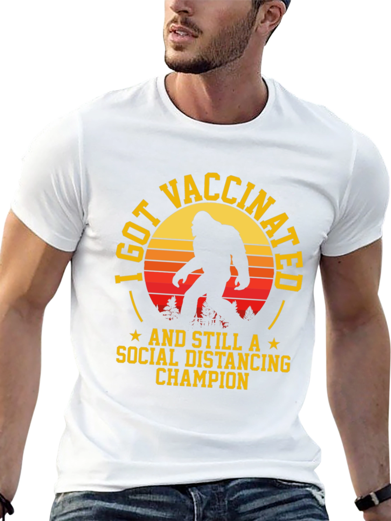 Vaccinated Bigfoot Social Distancing T-Shirt