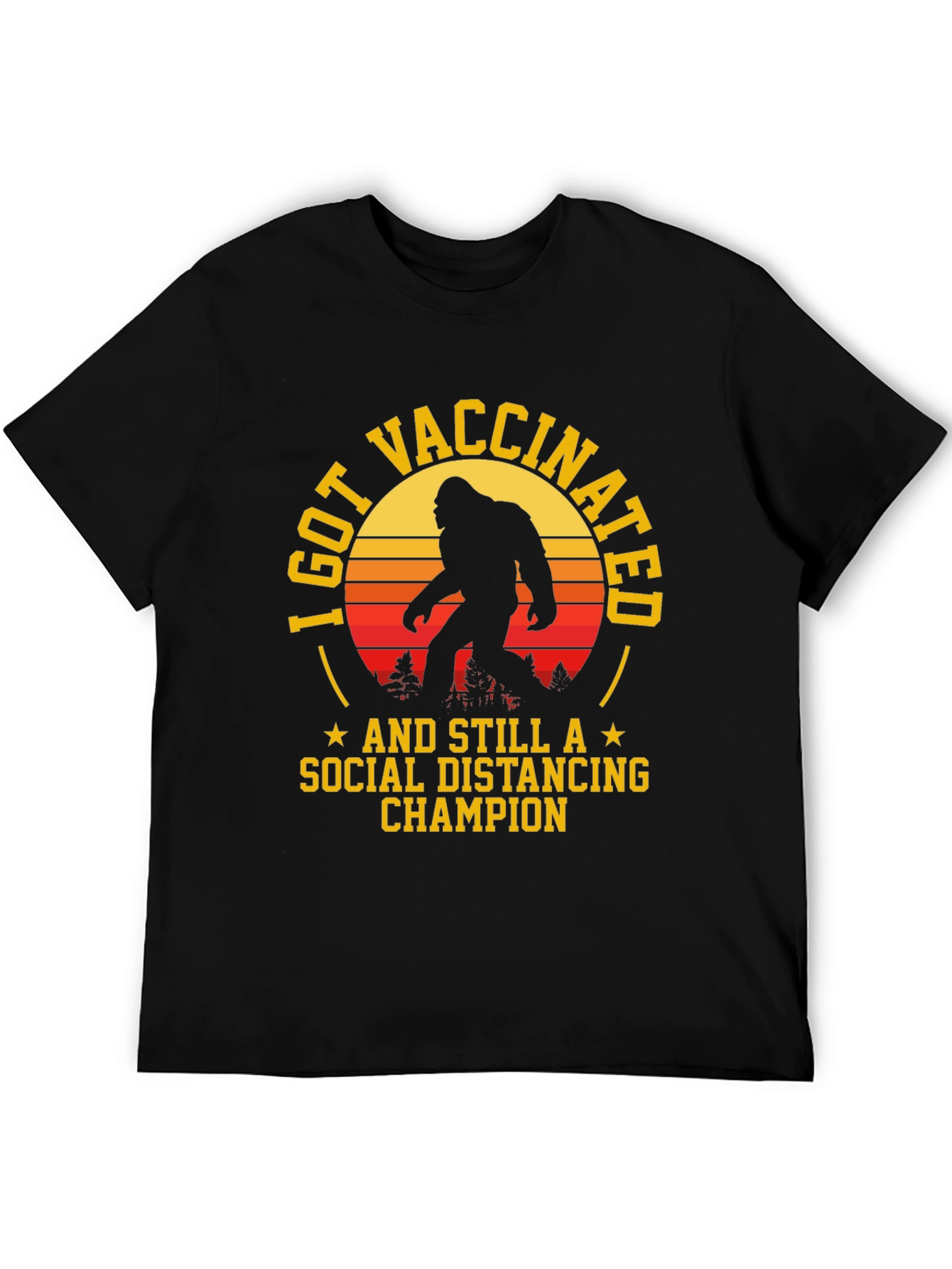 Vaccinated Bigfoot Social Distancing T-Shirt