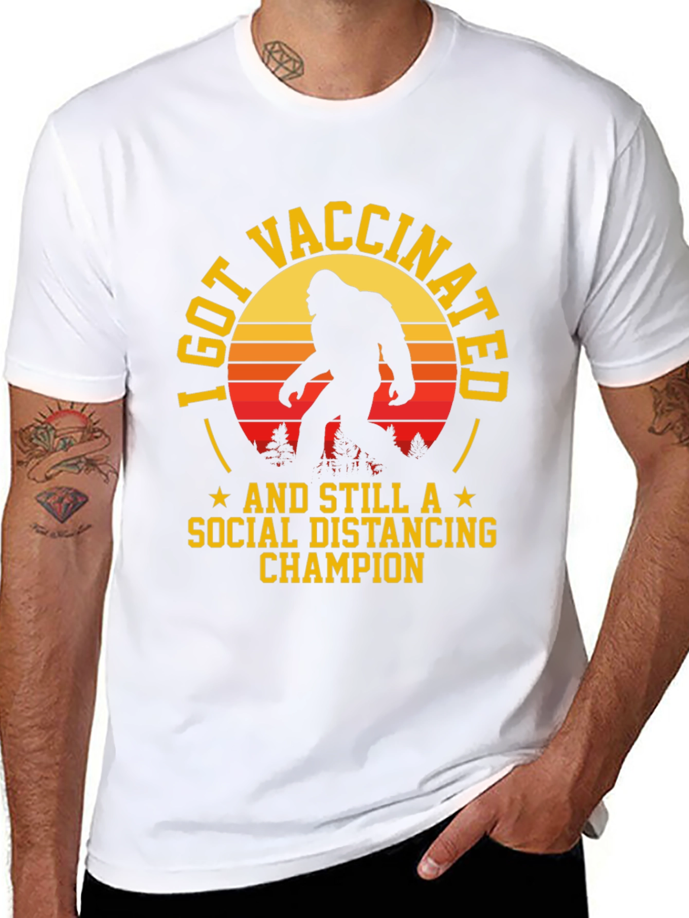 Vaccinated Bigfoot Social Distancing T-Shirt