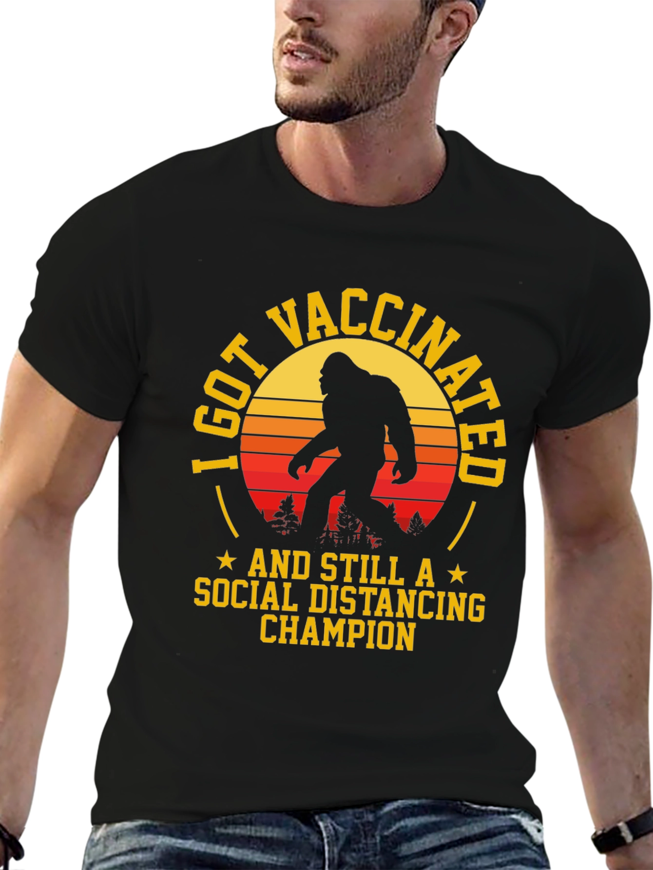 Vaccinated Bigfoot Social Distancing T-Shirt
