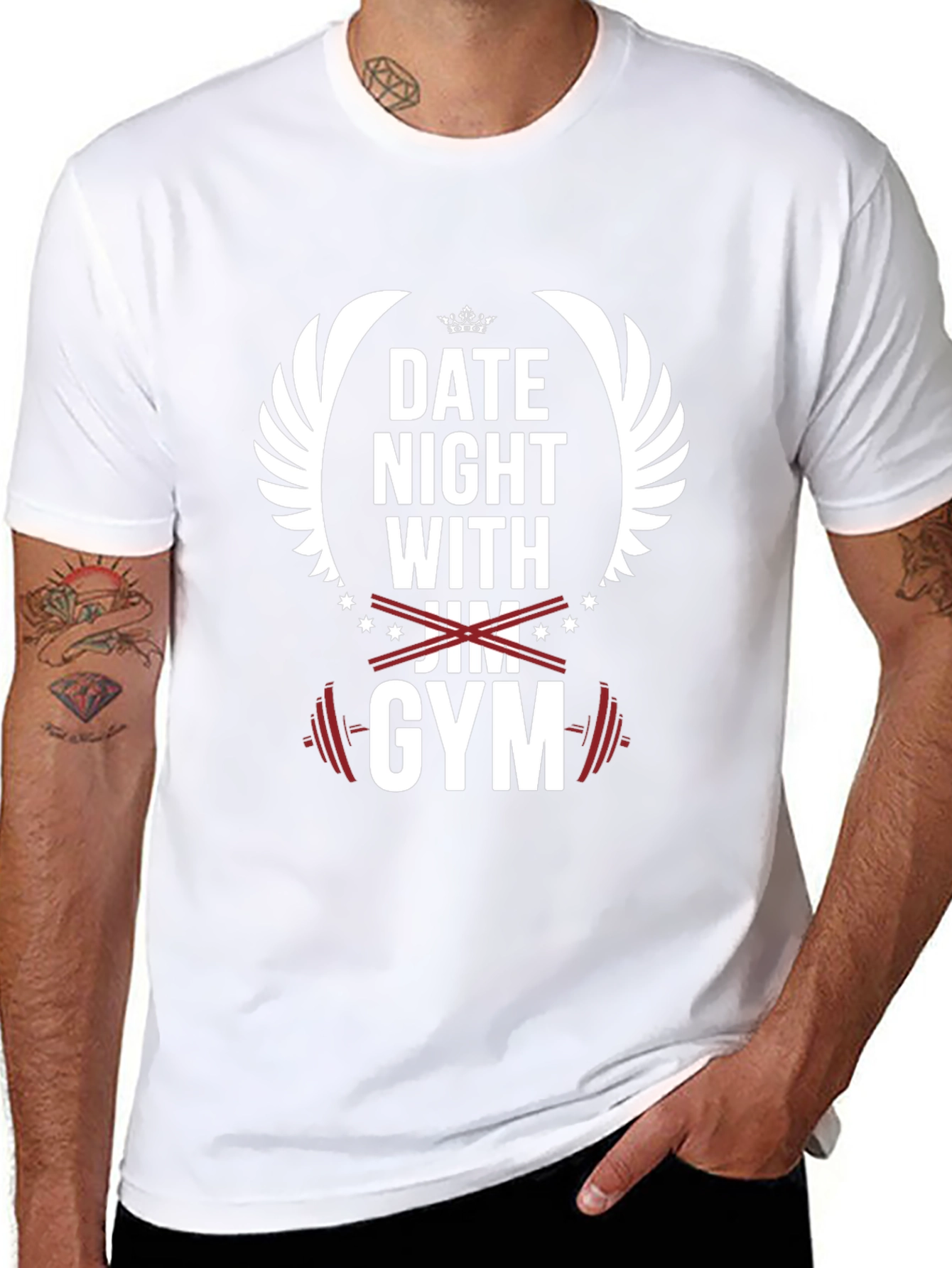 Date Night with Gym Black Graphic T-Shirt