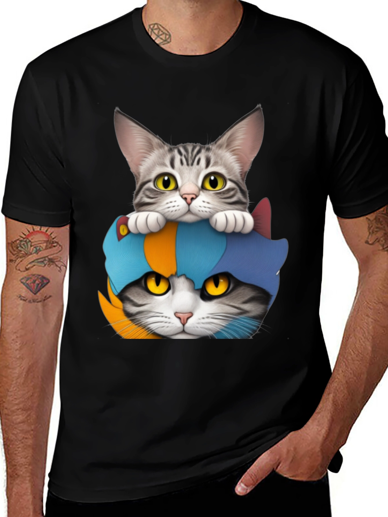 Two Cats T-Shirt: Funny Feline Graphic Tee