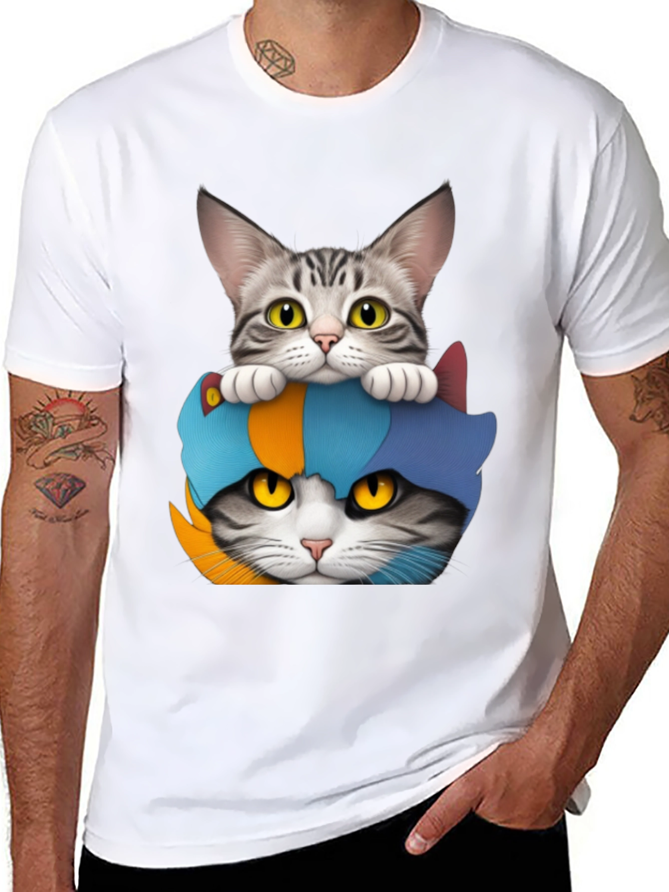 Two Cats T-Shirt: Funny Feline Graphic Tee