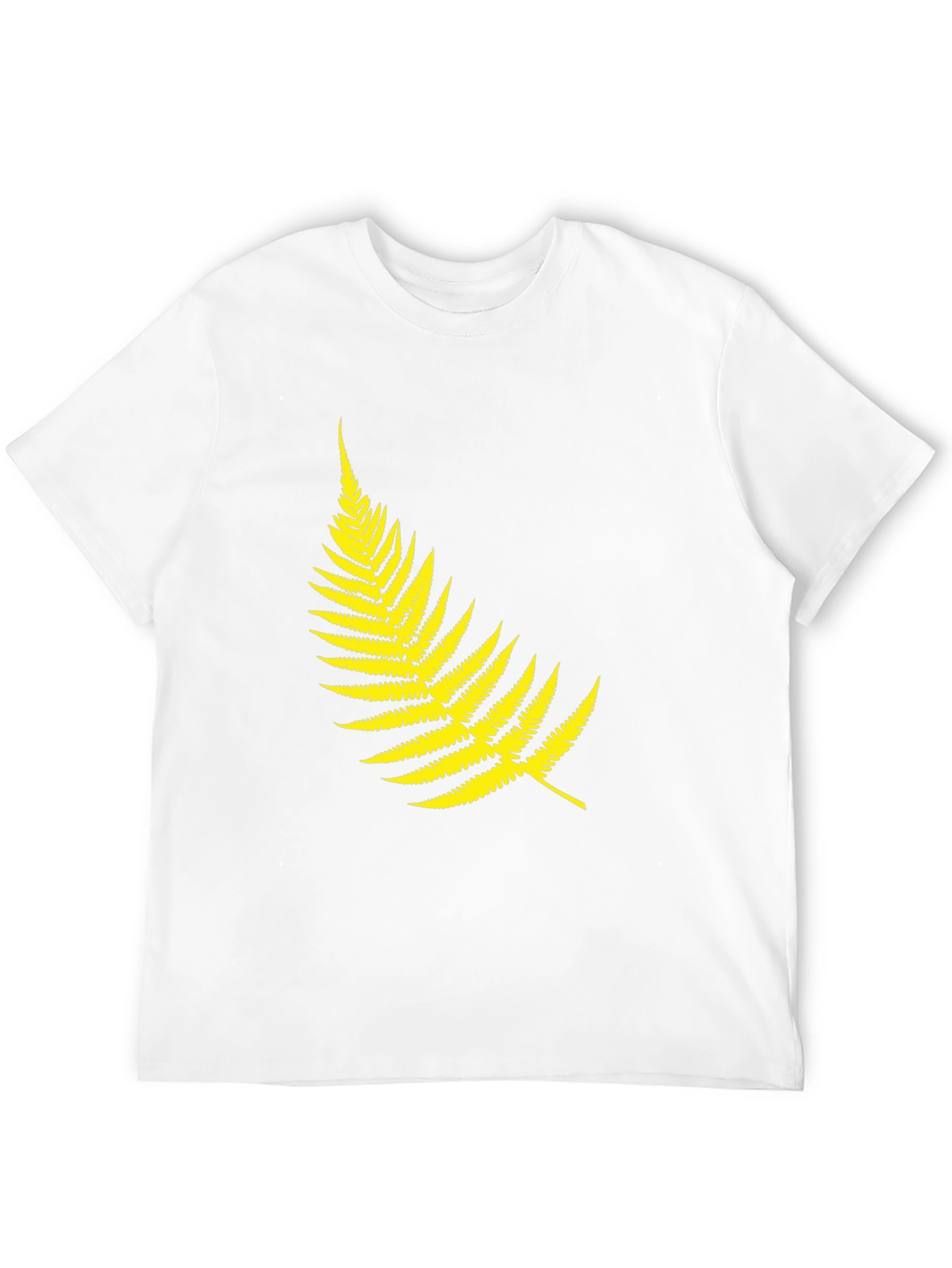 Mens Black T-Shirt with Yellow Fern Design