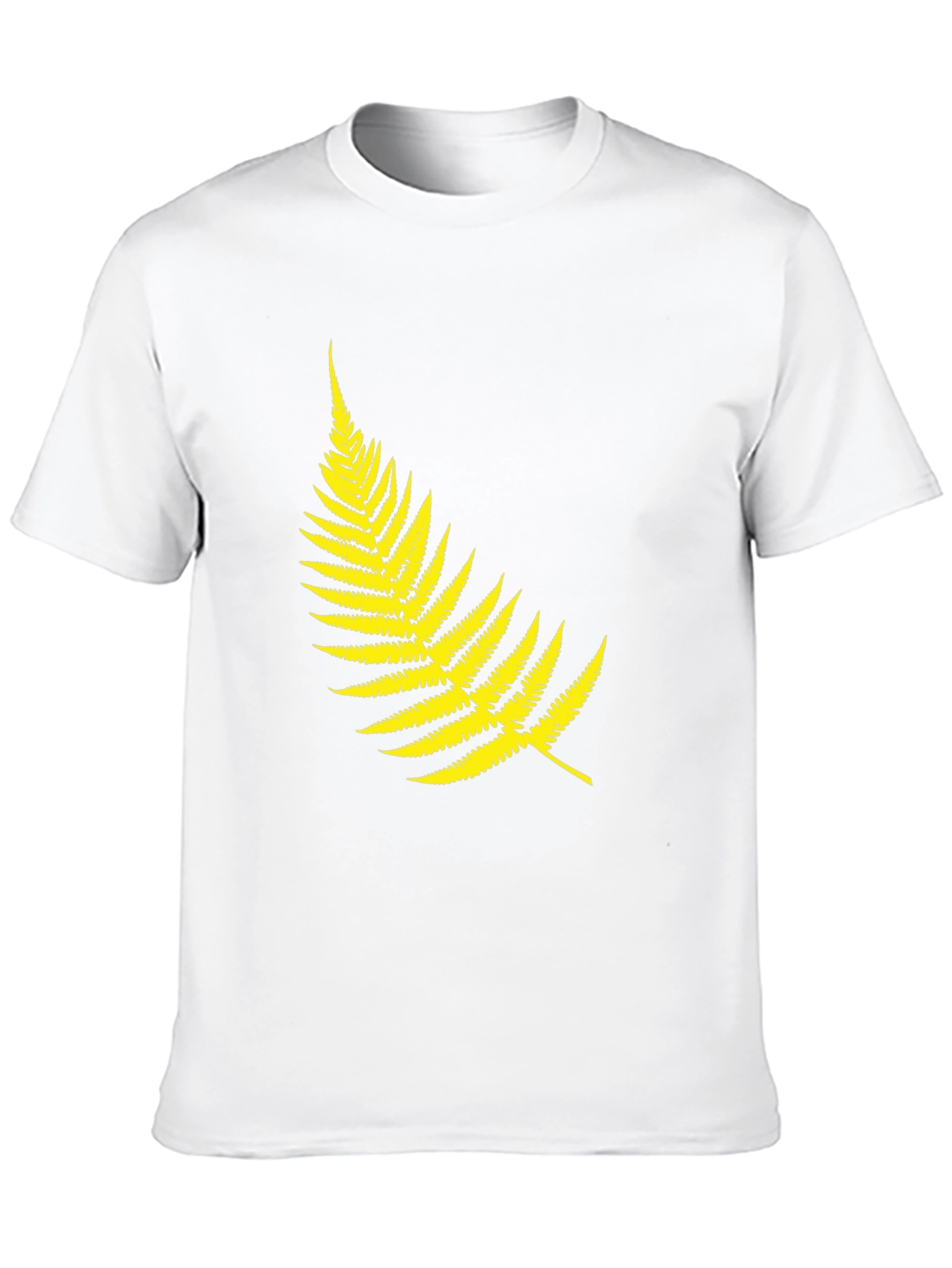 Mens Black T-Shirt with Yellow Fern Design