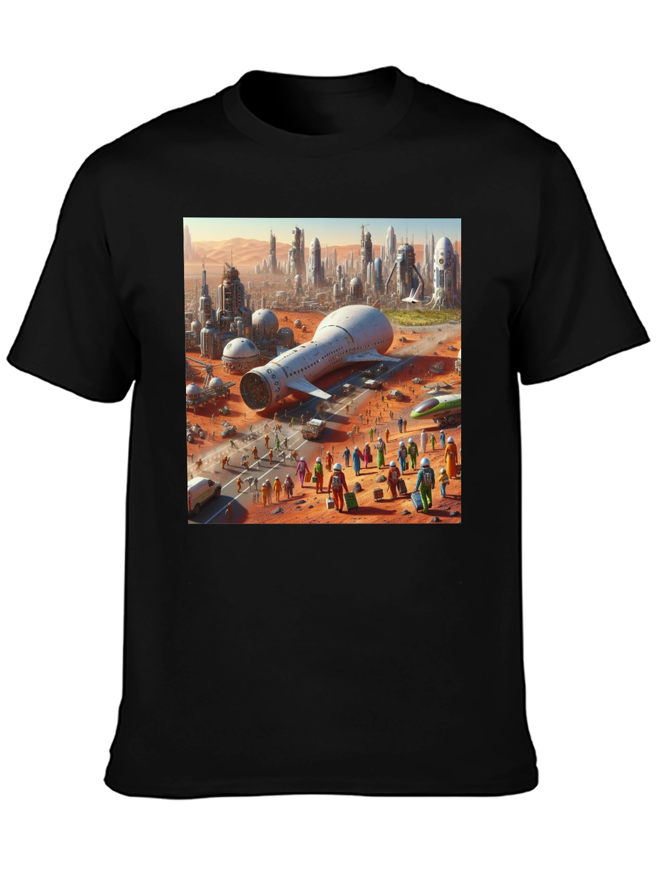 Futuristic Mars City Graphic T-Shirt