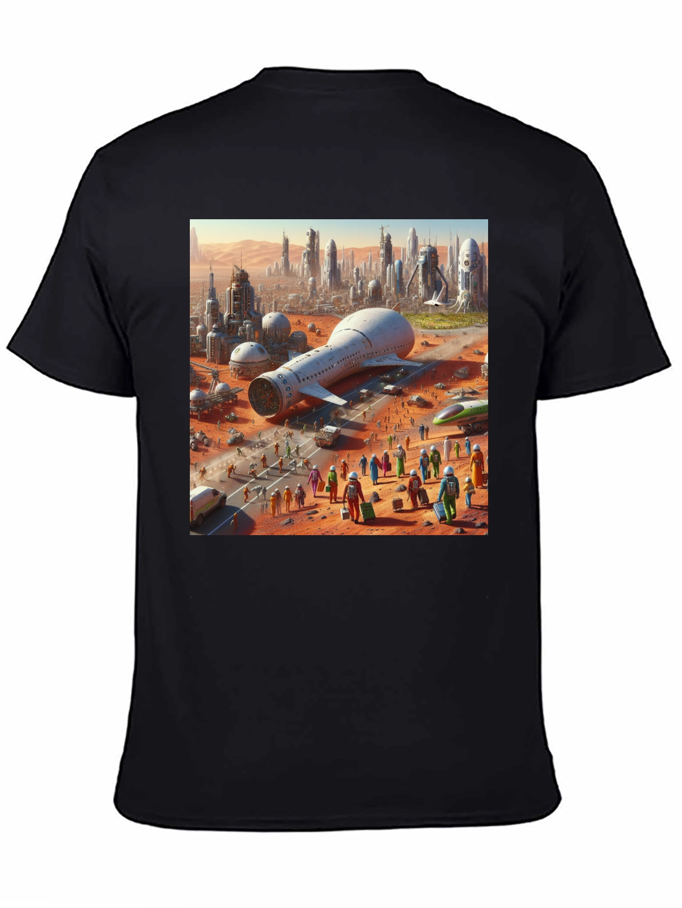 Futuristic Mars City Graphic T-Shirt