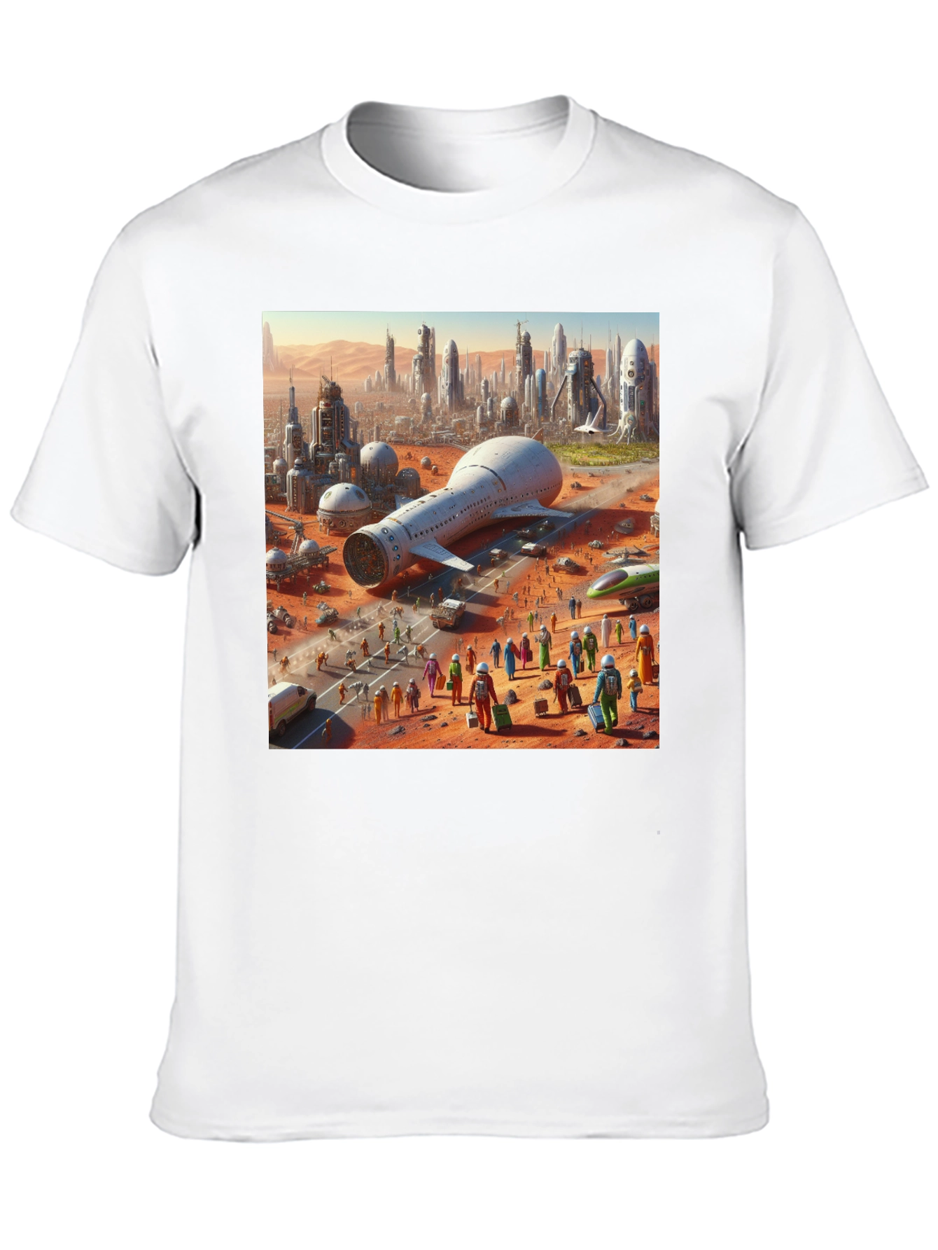 Futuristic Mars City Graphic T-Shirt
