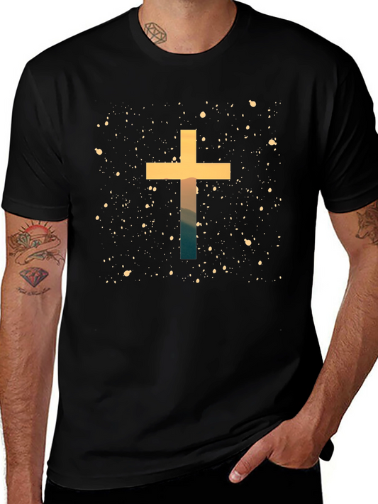 Faith Cross Graphic Tee - Black Cotton Blend Shirt