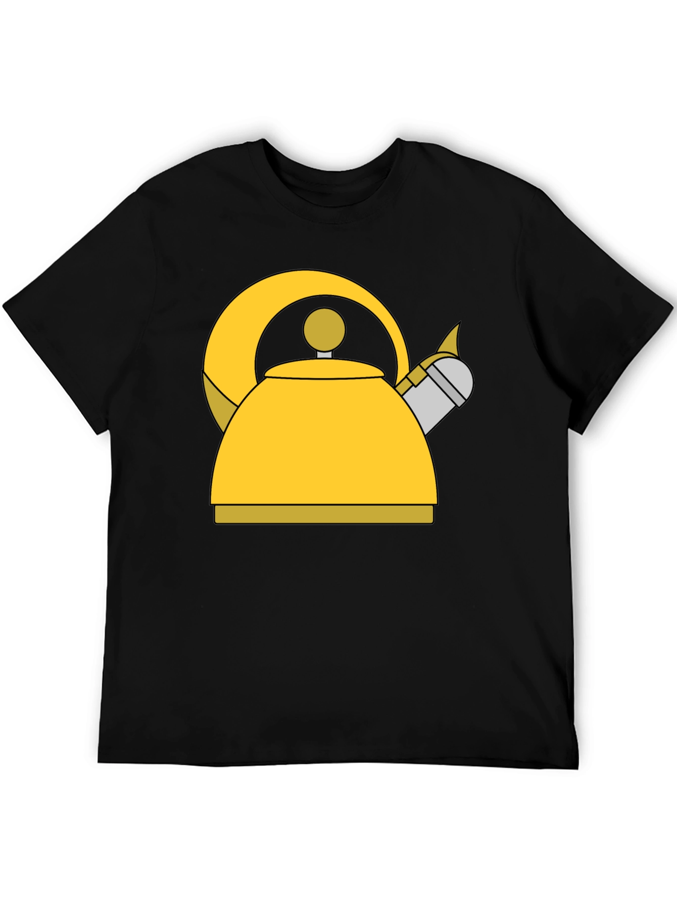 Whimsical Kettle Graphic Tee - Black Cotton Blend