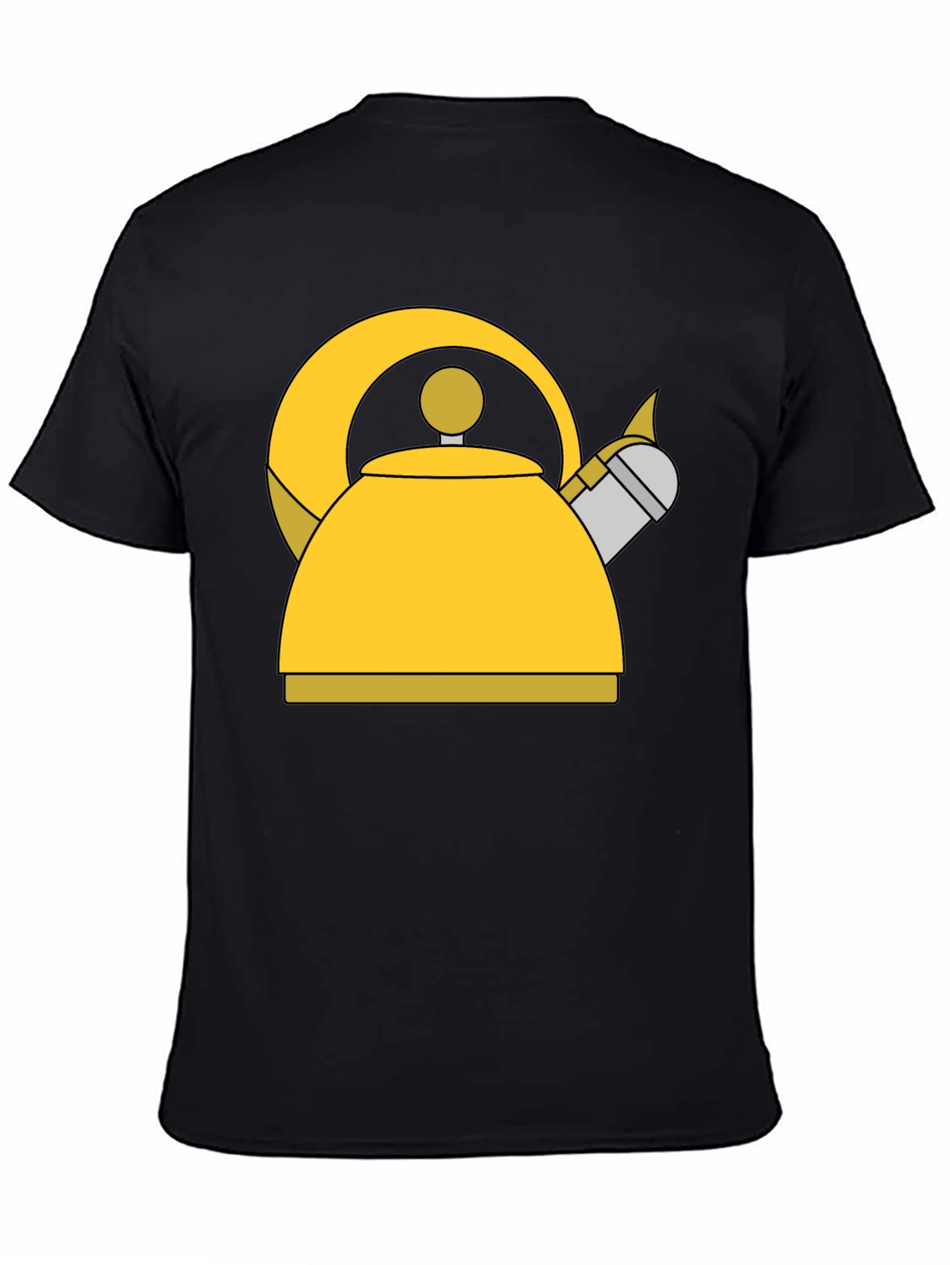 Whimsical Kettle Graphic Tee - Black Cotton Blend