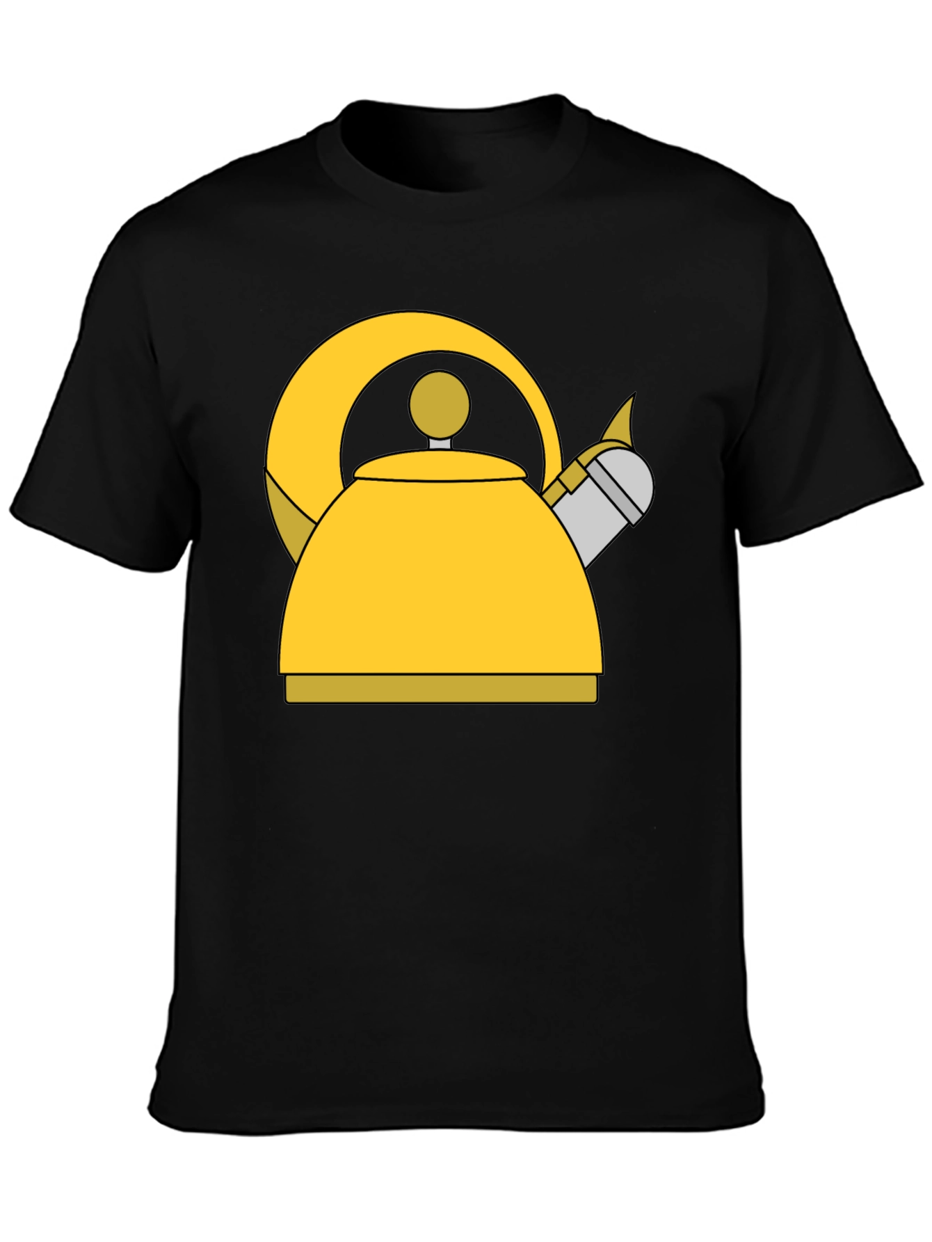 Whimsical Kettle Graphic Tee - Black Cotton Blend