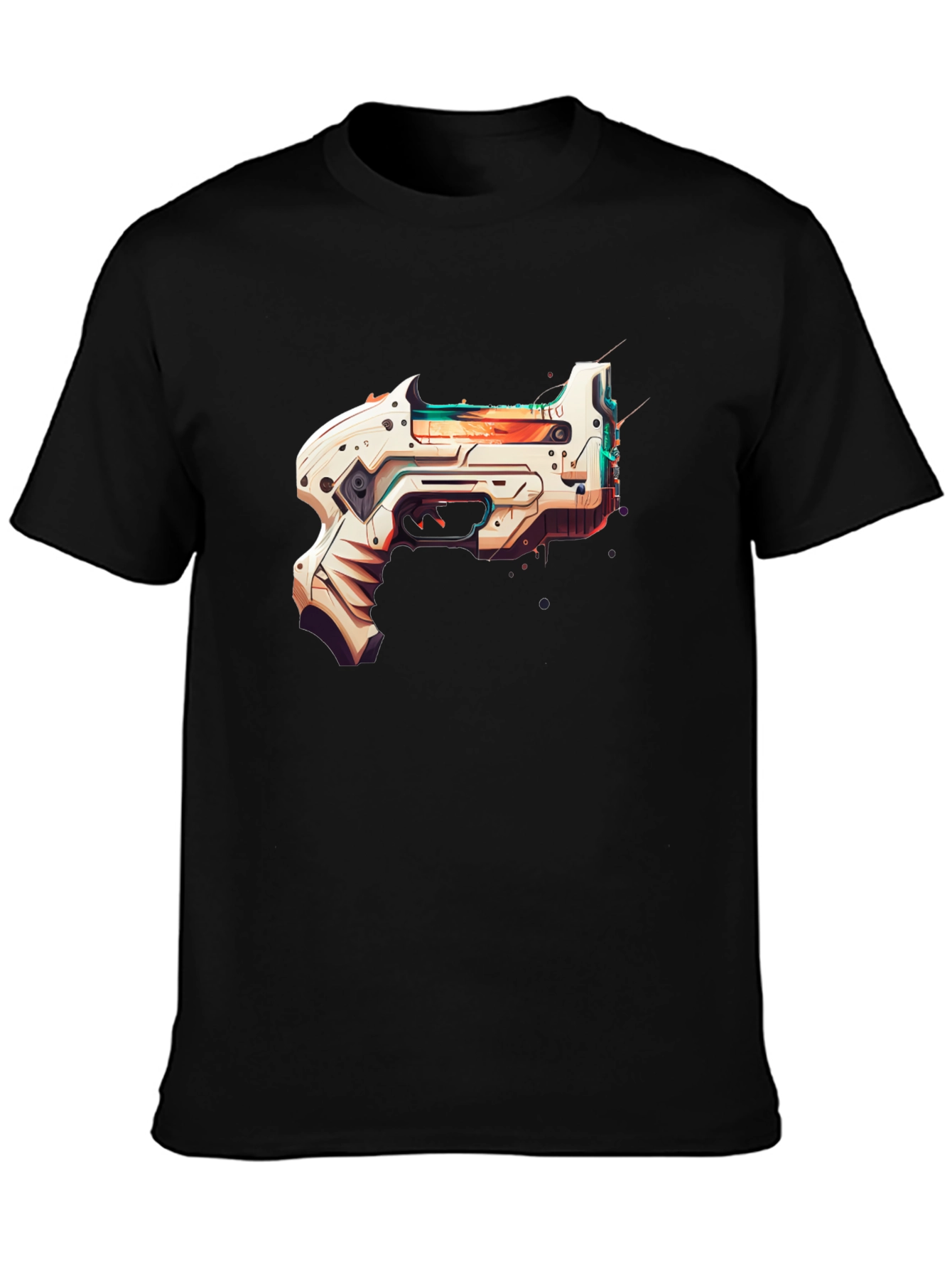 Futuristic Gun Graphic Black T-Shirt