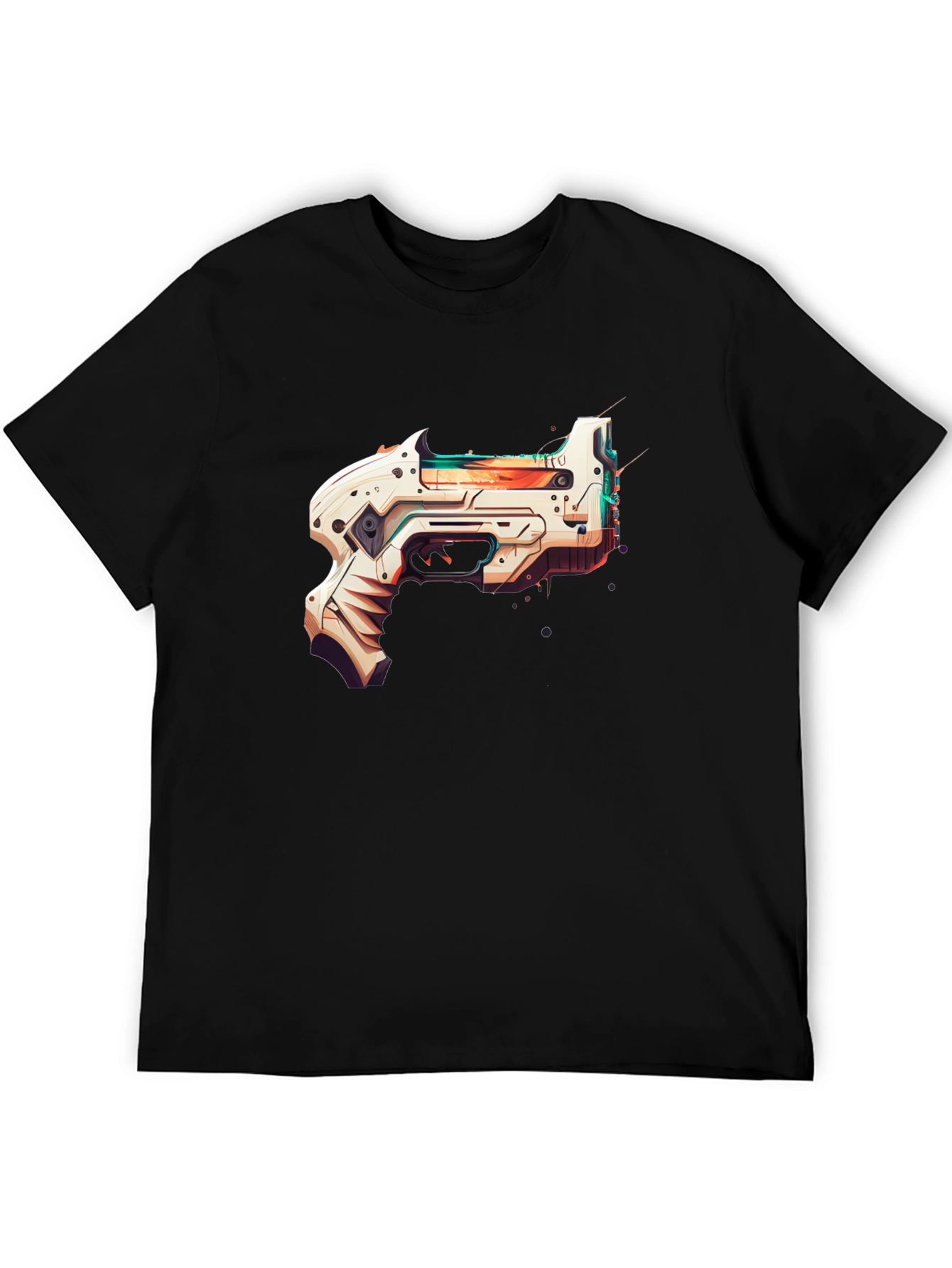 Futuristic Gun Graphic Black T-Shirt