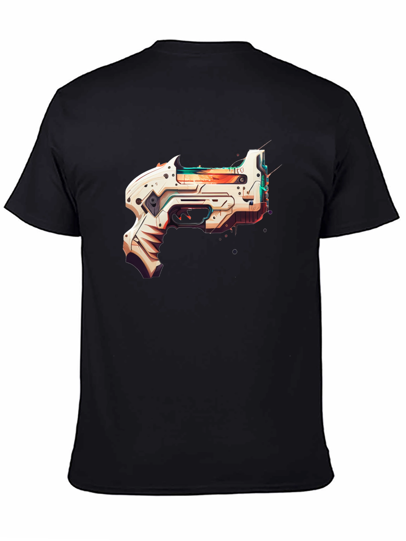 Futuristic Gun Graphic Black T-Shirt