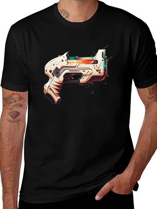 Futuristic Gun Graphic Black T-Shirt