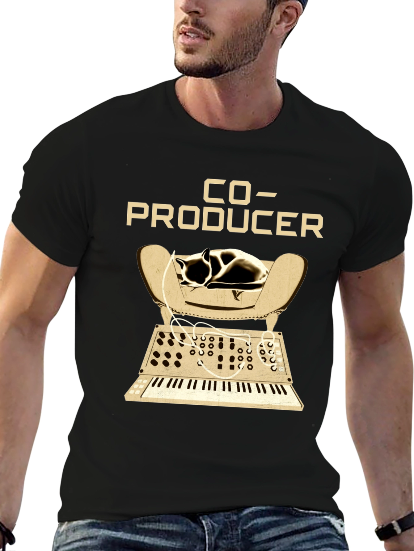 Co-Producer Cat Synth T-Shirt | Musician Tee